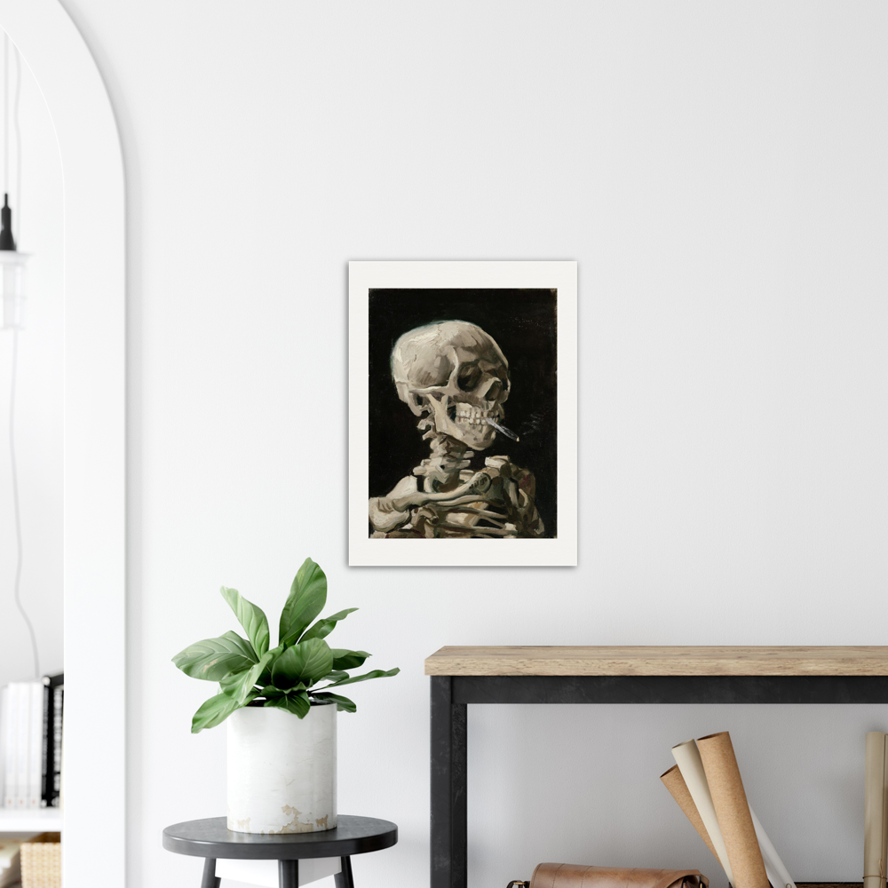 Skeleton with a Burning Cigarette, Fine Art Print