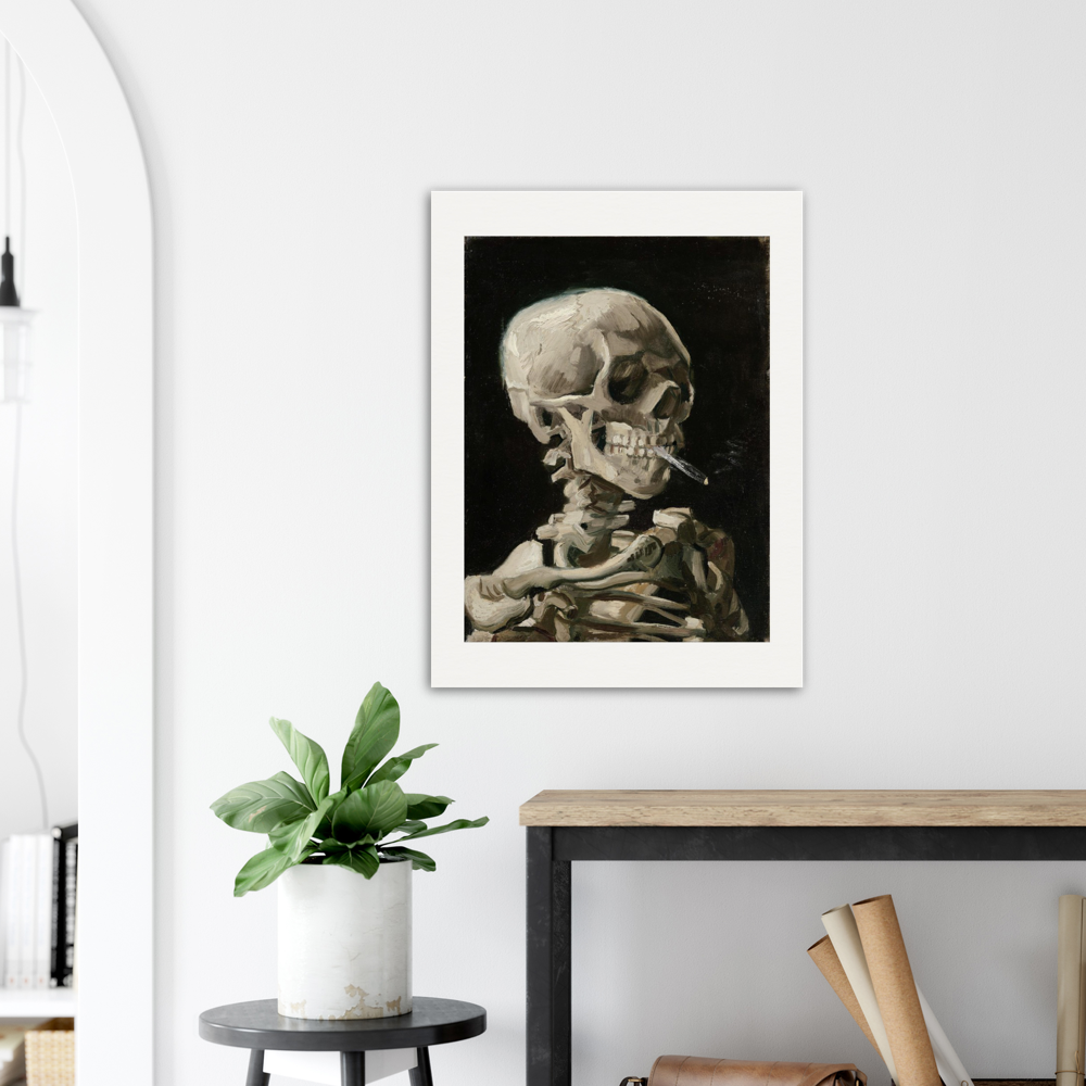 Skeleton with a Burning Cigarette, Fine Art Print